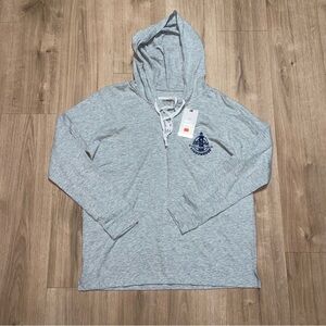 NWT Maine Lighthouse Cotton Blend Gray Hooded Long Sleeve Shirt Women’s Size XL